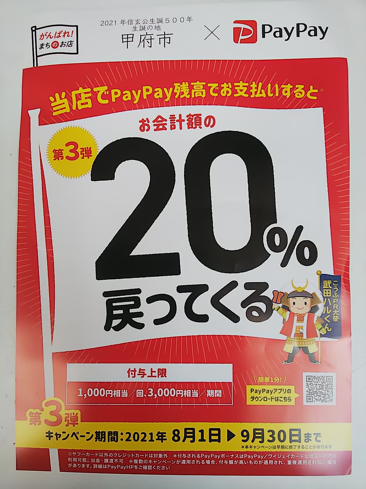 いよいよ始まる!甲府市PayPay20%off