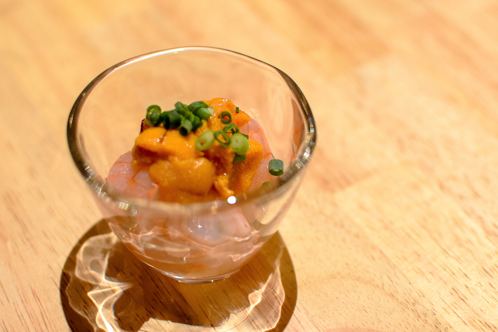 季鳥の雲丹と海老のマリネ