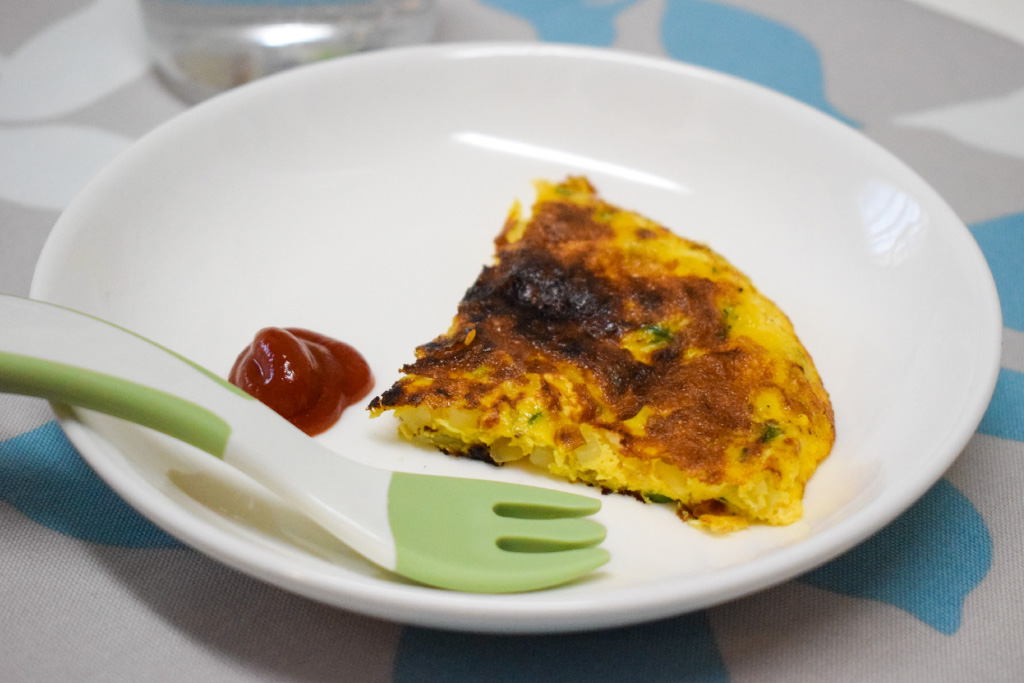 Spanish style omelet completed